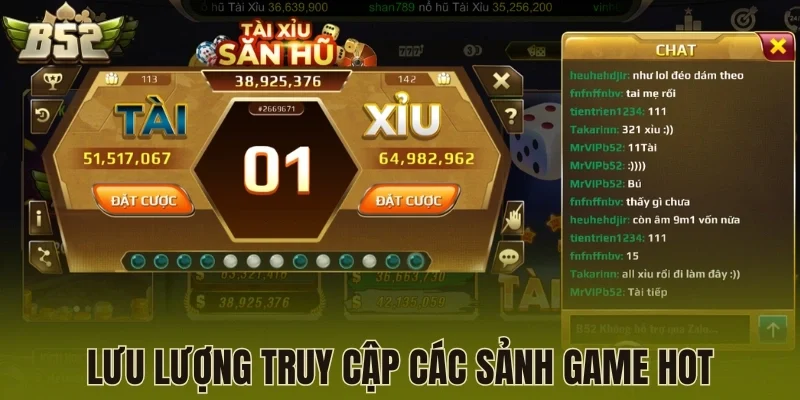 Lưu lượng truy cập các sảnh game hot của B52 Club