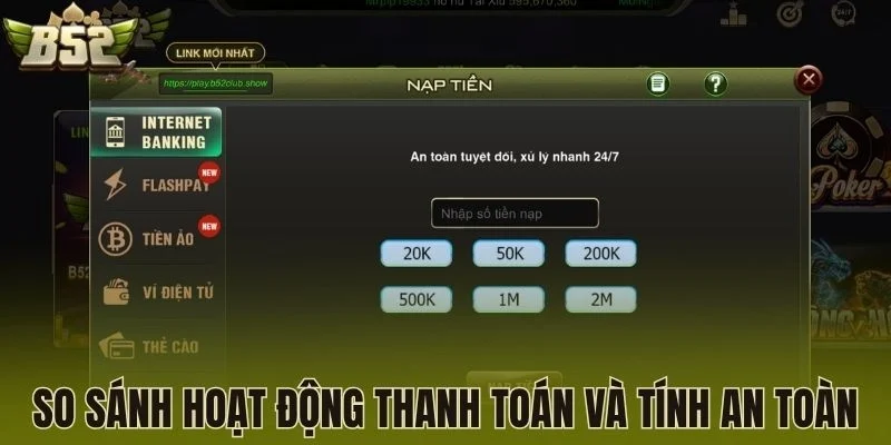 So sánh hoạt động thanh toán và tính an toàn